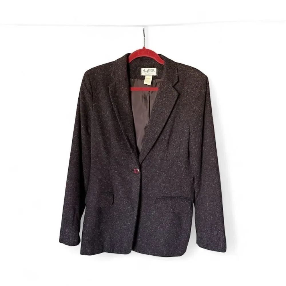 Vintage Mary McFadden Wool Blend Blazer Eggplant Dark Purple Size 6